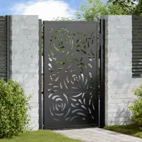 vidaXL Poartă de grădină neagră 100x150 cm, oțel, design cu flacără