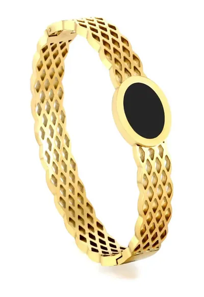 Bratara aurie - tip bangle - din otel inoxidabil - suflata cu aur 18k - Novira C1