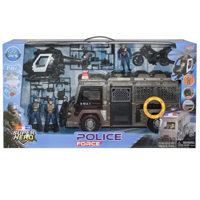 Set vehicule SWAT cu sunete si lumini si 3 figurine, Hero Combat, Police Force