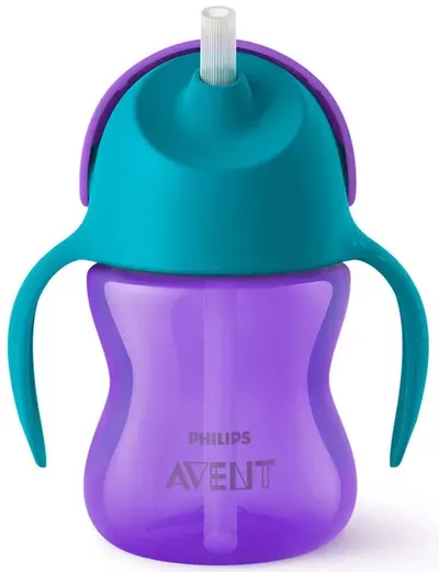 Sticla anti varsare cu pai Philips Avent - 200 ml, pentru fată