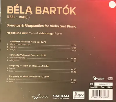 Sonatas And Rhapsodies For Violin And Piano