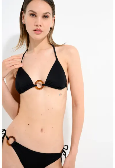 Sutien de baie cu cupe triunghiuare - Negru