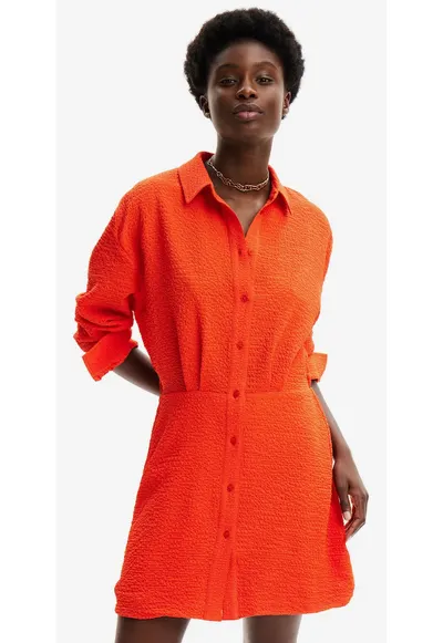 Rochie-camasa cu croiala in A si aspect texturat Milwaukee