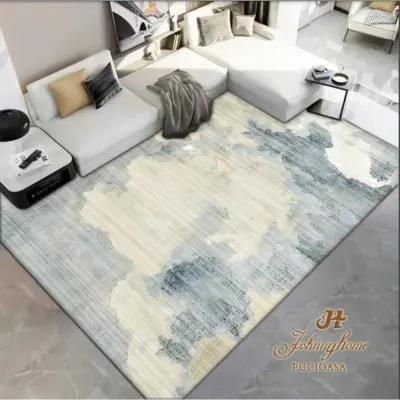 Covor 100x200cm pentru Dormitor si Living, Crem - Gri