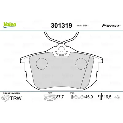 Set placute frana, frana disc VALEO 301319