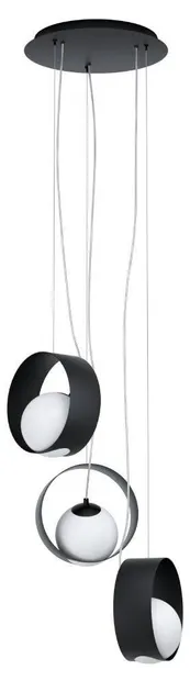 Pendul Eglo - Camargo, 3xE14, Ø35 cm,negru/opal mat
