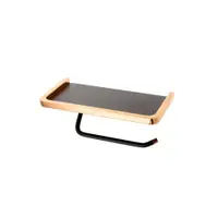 Suport hartie igienica FDesign Merida, cu polita, negru mat rose gold lucios