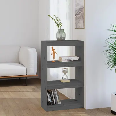 vidaXL Bibliotecă/Separator cameră gri 60x30x103,5 cm, lemn masiv pin