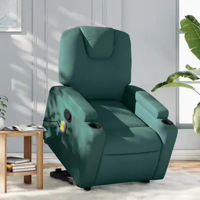 Gossi fotoliu rabatabil de masaj, cu ridicare, verde inchis, textil