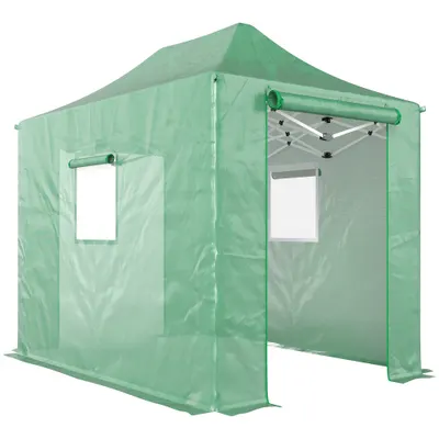 Outsunny Pop Up Seră aprox. 200x300x270 cm pliabilă din folie cu acoperiș în șarpantă, uși și ferestre cu fermoar | Aosom Romania