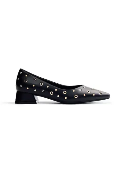 Pantofi de piele ecologica cu toc - Negru