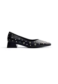 Pantofi de piele ecologica cu toc - Negru