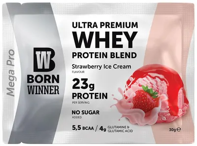 Whey Protein Blend, înghețată de căpșuni, 30 g, Born Winner