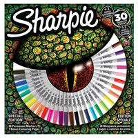 Marker permanent 0.9mm+1.4mm, varf rotund, 30culori/set Lizard Eye, Sharpie