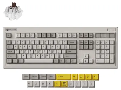 Tastatură mecanică Keychron - R6 QMK, wireless, Super Red, RGB, Retro