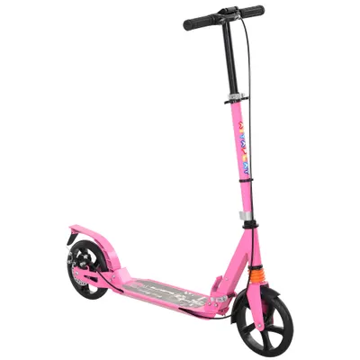 AIYAPLAY Trotinetă copii Scooter cu mânere reglabile trotinetă pliabilă pentru copii 6-12 ani 94 x 36 x 88-103 cm Roz | Aosom Romania