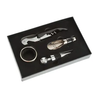 Kit cadou pentru vin, desfacator si accesorii premium