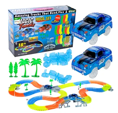 Set pista magica cu 2 masinute Amazing Tracks Include 360 de piese