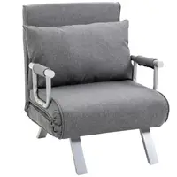 HOMCOM Canapea Extensibilă cu Poziție Reglabilă în 5 Niveluri, Canapea pliabilă cu pernă, 65x69x80 cm, Gri | Aosom Romania