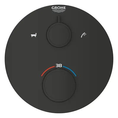 Unitate comanda cada Grohe Grohtherm, aparenta, termostat, 2 iesiri, necesita valva, mat, negru, 1022102430