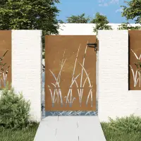 vidaXL Poartă de grădină 85x125 cm, oțel corten, design cu iarbă