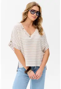 Bluza din amestec de in lejera - in dungi