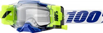 Ochelari cross atv 100% Armega Frcst, lentila clara, culoare rama galben fluo albastru