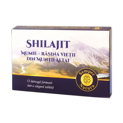 Shilajit - Mumie Rășina Vieții din Munții Altai - tablete - 200mg, 60 tablete | Shilajit Semper Natura