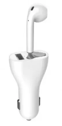 Incarcator auto cu casca wireless inclusa conectare bluetooth Alb