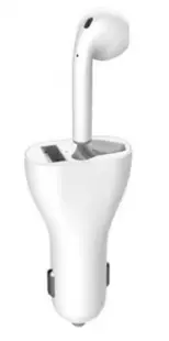 Incarcator auto cu casca wireless inclusa conectare bluetooth Alb
