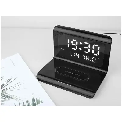 Ceas digital cu alarma si incarcare wireless pentru smartphone