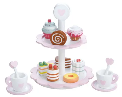 Set de joaca Lelin - Cafea si suport pentru prajituri