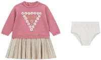 Set din 2 piese Guess - Rochie cu flori 3D și chiloți, roz, 18 luni