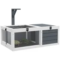 PawHut Casă tarc pentru animal mic țestoasă cu 2 spații suport de lampă 81 x 48 x 31,5 cm gri | Aosom Romania