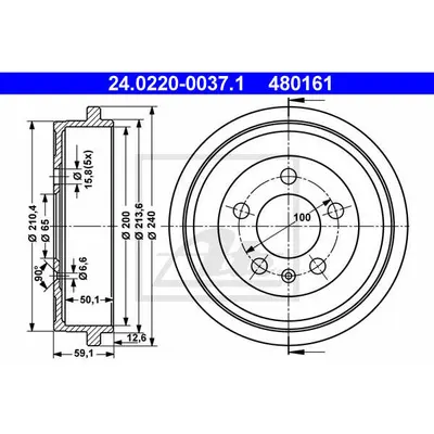 Tambur frana ATE 24.0220-0037.1
