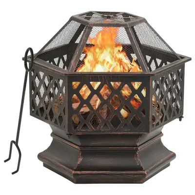 Gossi vatra de foc rustica, cu vatrai, 62x54x56 cm otel, xxl