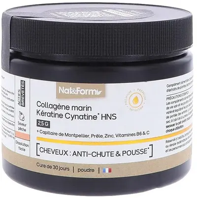 Colagen marin hidrolizat + KeratinăHNS, 120 g, Nat&Form