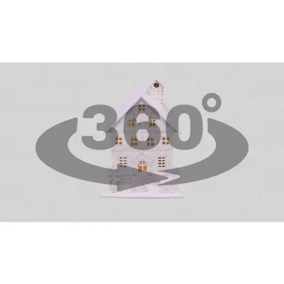 Casa de Craciun cu LED, culoare, alba, din lemn, cu baterii Timer 6+18h,2LED, 3000K, 2xAA