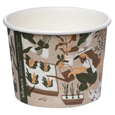 Boluri Biodegradabile Compostabile Carton PLA Mura, 115 mm, 480 ml, 25 Bucati