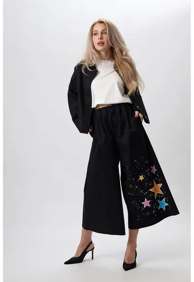 Pantaloni largi pictati manual Stars