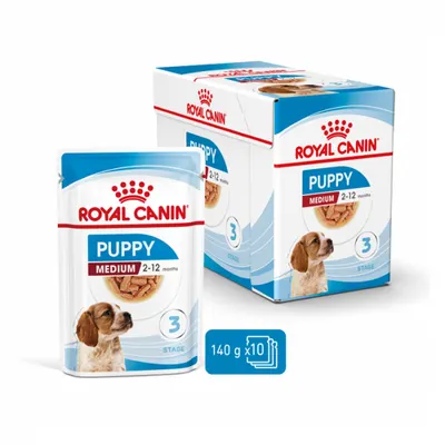 Set 10 buc x 140 gr Hrana umeda pentru caini Royal Canin Medium Puppy