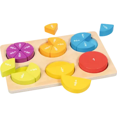 Set didactic din lemn cu 21 piese Invatam fractiile, 20*30 cm