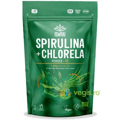 Pulbere de Spirulina si Chlorella fara Gluten Ecologica/Bio 125g