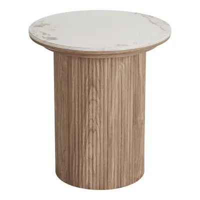Măsuță auxiliară rotundă cu blat cu aspect de marmură ø 45 cm Athens – House Nordic