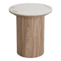 Măsuță auxiliară rotundă cu blat cu aspect de marmură ø 45 cm Athens – House Nordic