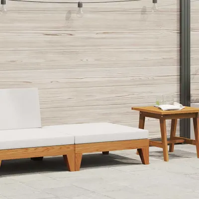 vidaXL Taburet modular, cu pernă alb crem, lemn masiv de acacia
