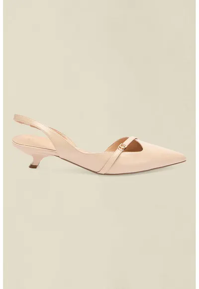 Pantofi cu varf acutit si toc kitten - Bej