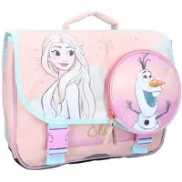 Ghiozdan multicolor cu doua compartimente, 38x33x16 cm, bretele ergonomice, intarite si ajustabile, benzi reflectorizante, Frozen Engros