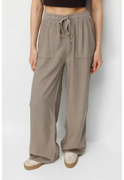 Pantaloni dama - talie elastica - bej - 100% bumbac