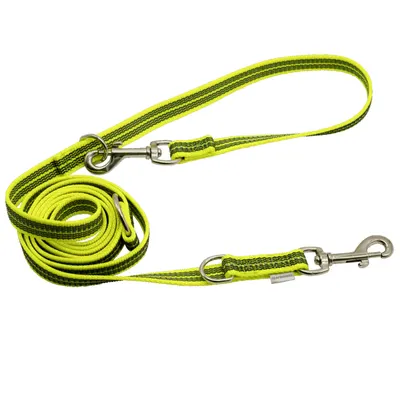 Lesa Herm. Sprenger ajustabila in 3 puncte cu 2 carabiniere, din nailon si insertie cauciucata - 230 cm - Galben Neon
